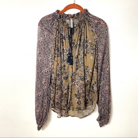 Free People Hendrix Floral Blouse Boho Tunic Sz S - Picture 2 of 12